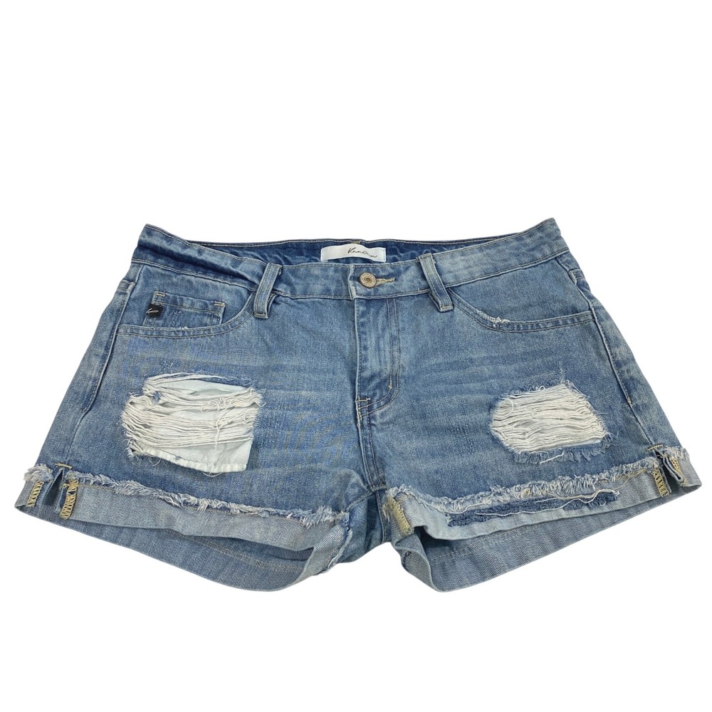 KanCan Jean Shorts Women M Distressed Medium Wash Denim Frayed Ripped Shortails